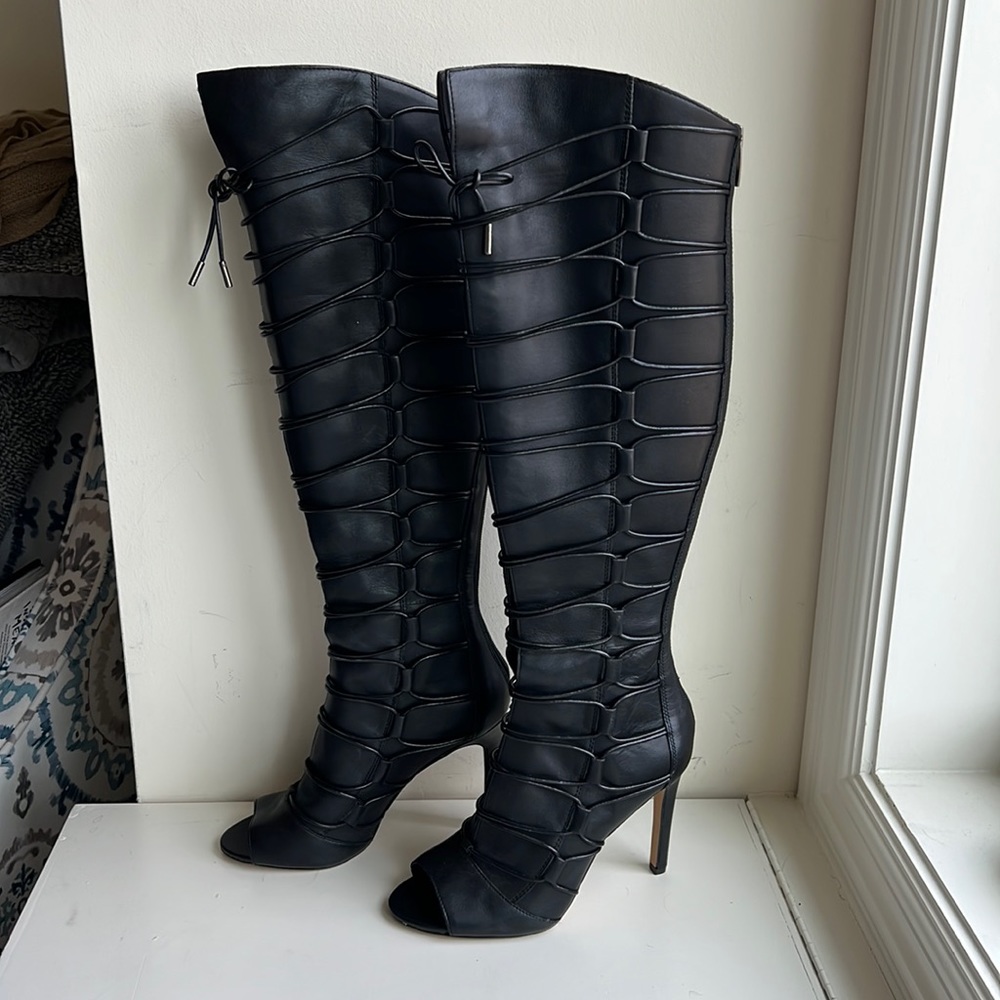 Vince Camuto tall leather tie boots